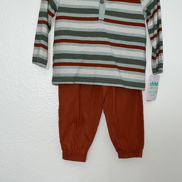 Carters baby outfit set 12 months hoodie top and pants. Green teal rust colored - Picture 3 of 10